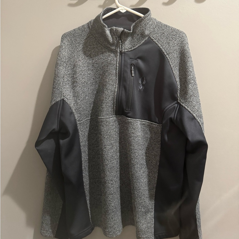 Spyder Men's Charcoal and Black Zip-Up Sweater